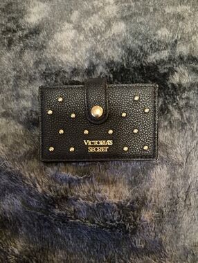 Victoria's Secret Black Pebbled Studded Card Wallet